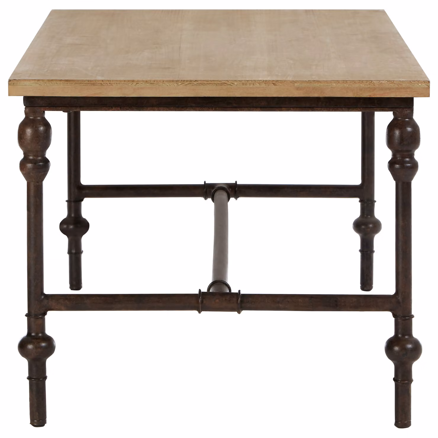 Orsina Industrial Style Rectangular Coffee Table with Natural Wood Top and Black Metal Frame – 4