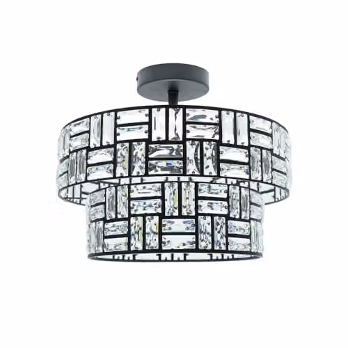ValueLights Elise Two Tier Acrylic Jewel Ceiling Light in Black and Transparent – 1