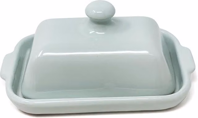 Verano Spanish Ceramics Rustic Pastel Hand Dipped Terracotta Butter Dish, Green, W: 13 cm, L: 20 cm, H: 4.5 cm