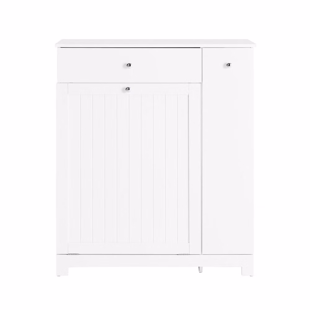SoBuy White Modern Freestanding Bathroom Cabinet with Hinged Doors and Drawers – 2