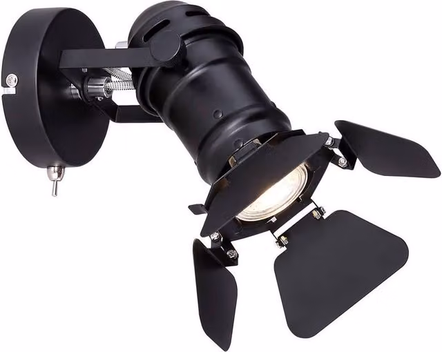 Globo Lighting Black Metal Adjustable Round Wall Spotlight with GU10 Bulb – 5