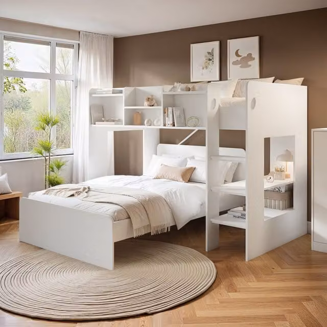 Flair Furnishing Wizard L Shaped Triple Bunk Bed in White – 2