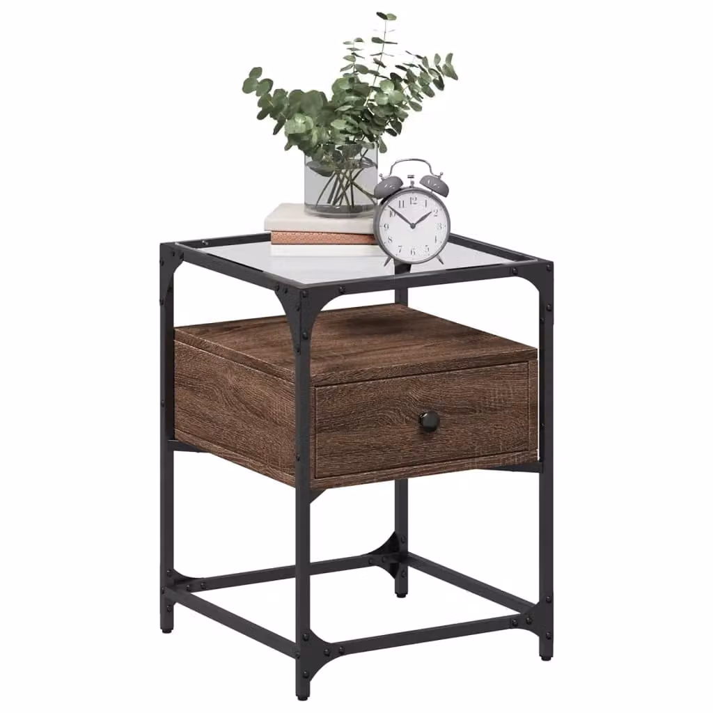 Berkfield Home Set of 2 Classic Bedside Cabinets in Brown Oak, W/D/H: 40 x 40 x 55 cm – 2