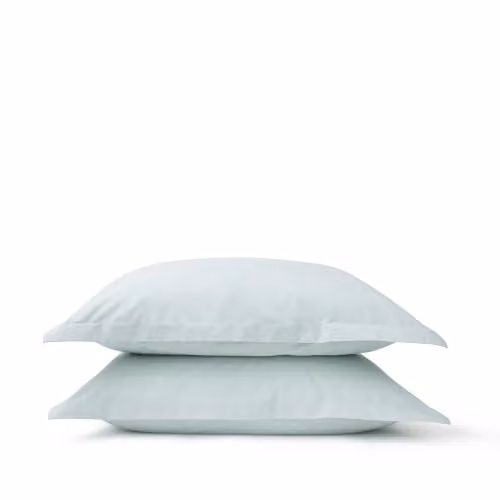Christy Set of 2 Organic Cotton Percale Oxford Pillowcases in Duck Egg Green or Blue – 2