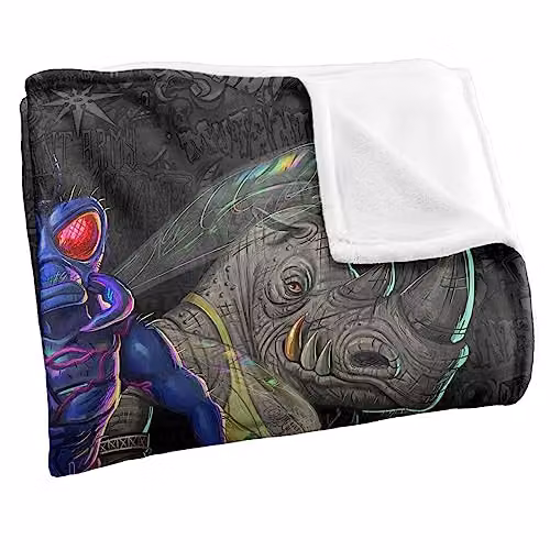 LOGOVISION Teenage Mutant Ninja Turtles Mutant Mayhem Mutant Baddies and Patches Multicolour Fleece Blanket – 3