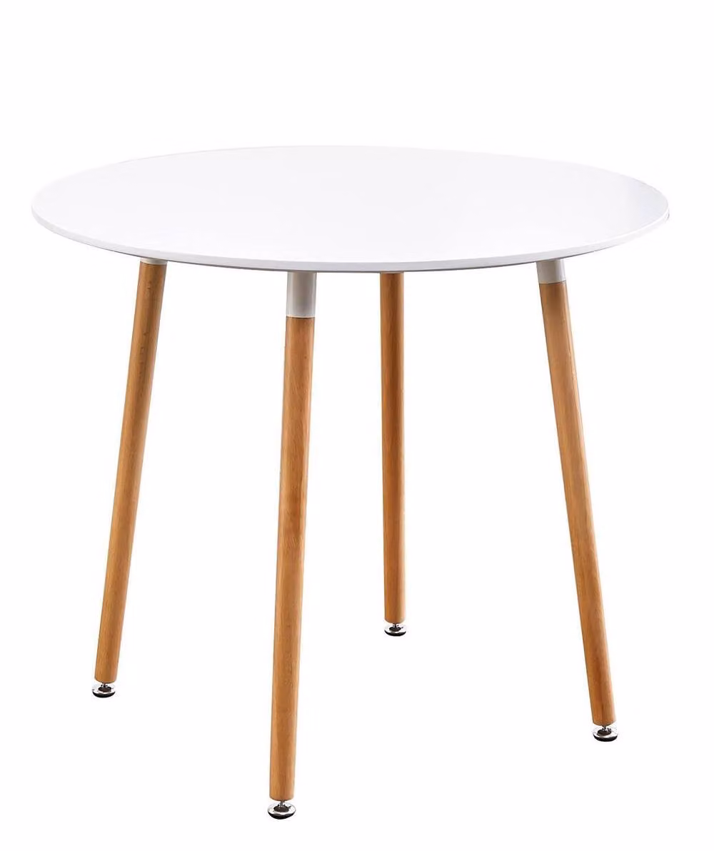 KOSY KOALA Scandinavian Style Round White Wooden Dining Table with Metal Legs, Diameter: 90 cm, Height: 75 cm – 2