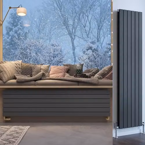 Terma Steel Wall Mounted Radiator in Anthracite Grey, H 180 cm x W 44 cm – 1