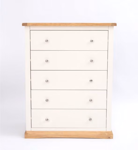 Cabinet Bits Trevi 5 Drawer Chest of Drawers in White, W: 90 cm, H: 115 cm
