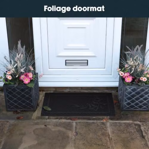 JVL Black Rubber Pin Foliage Scraper Doormat, W: 45 cm, L: 75 cm – 3