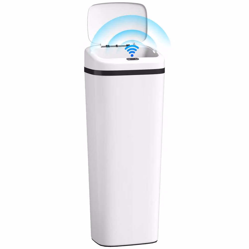 STILVORA 50L Sensor Bin in White Stainless Steel – 2