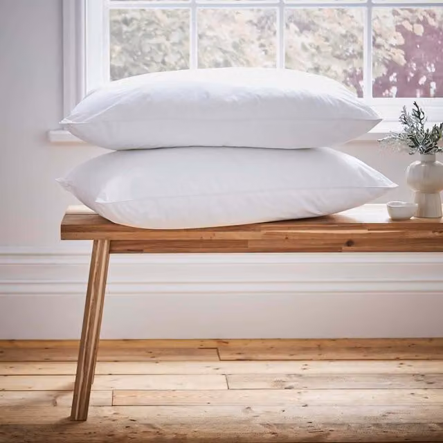 Murmur Pair of White Standard Microfibre Pillows with Cotton Cover, Medium Firmness, Temperature Regulating and Allergy Friendly