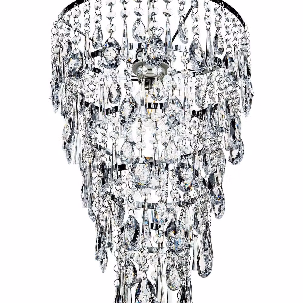 Wyld and Coco Silver Pendant Lamp with Faux Crystals and Metal Frame – 2