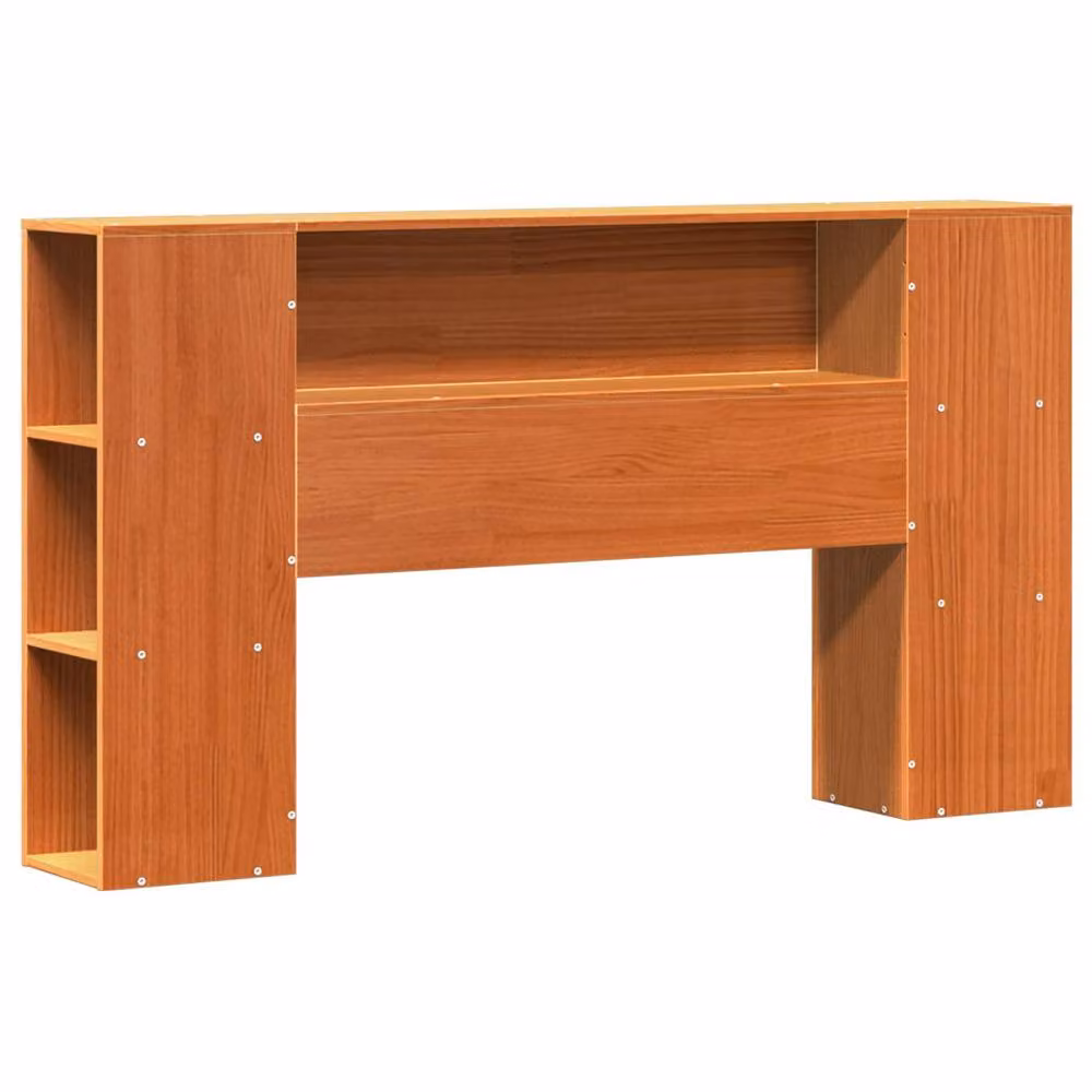 Berkfield Home Wax Brown Solid Pine Bed Frame with Storage Headboard and Side Compartments, 160 x 200 cm – 3