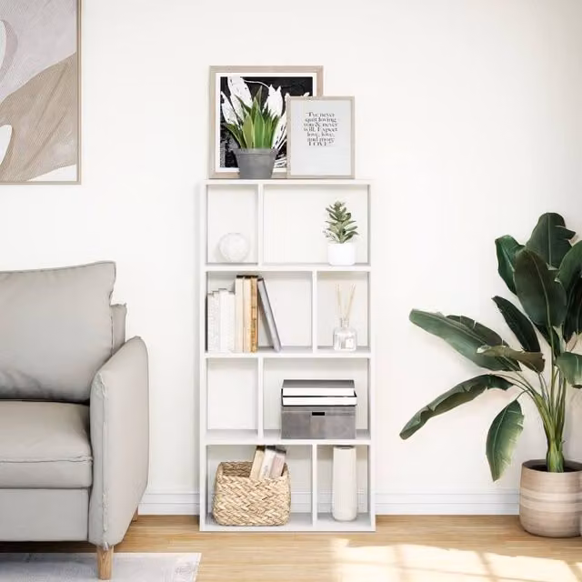 Berkfield Home Durable White MDF Bookcase, W/D/H: 60 x 20 x 120 cm