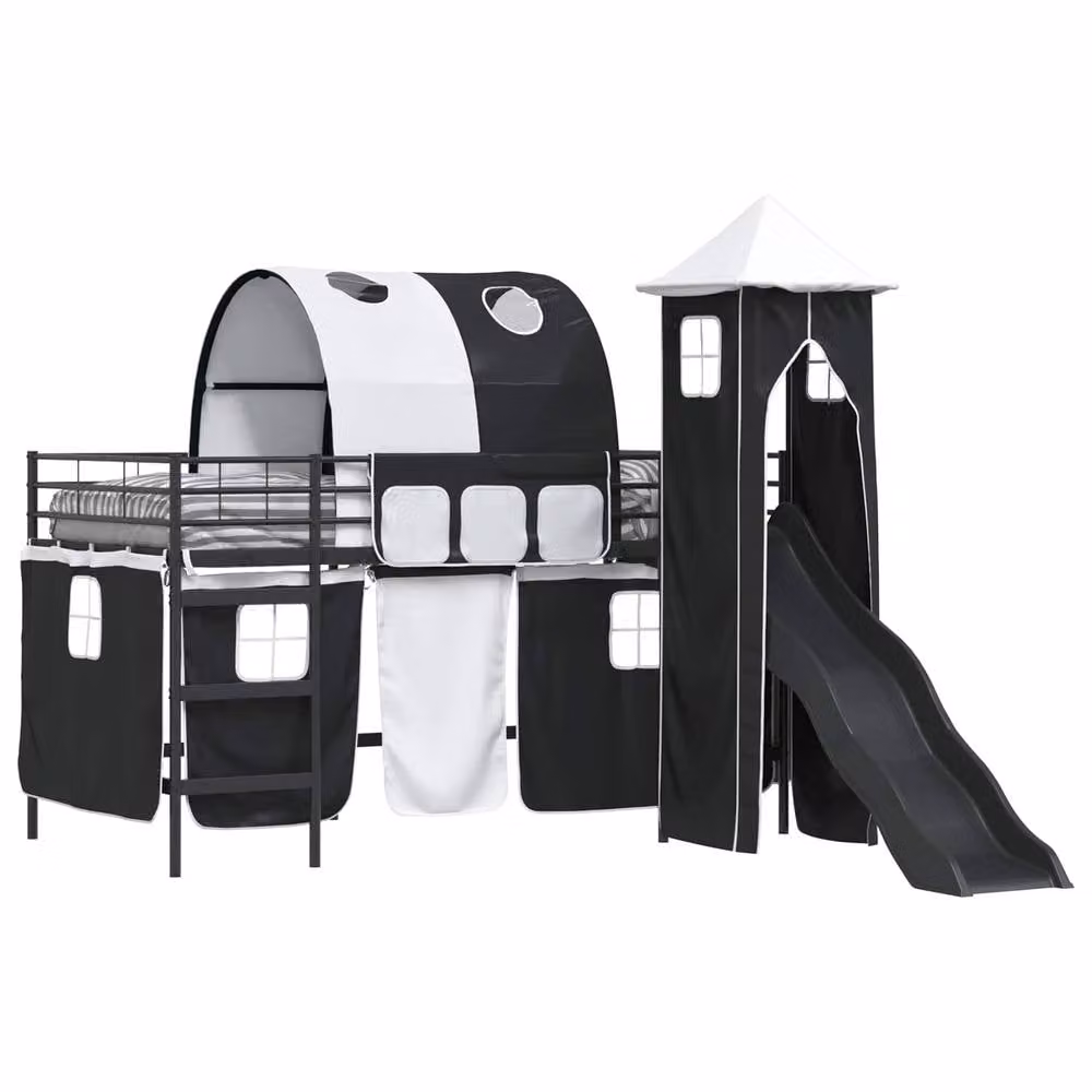 Berkfield Home Kids' Loft Bed Frame in Black Metal, W/D/H: 100 x 200 cm – 2