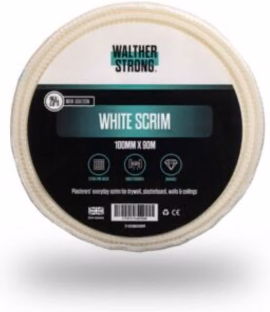 Walther Strong White Scrim Glass Fibre Roll, Width: 100 mm, Length: 90 m