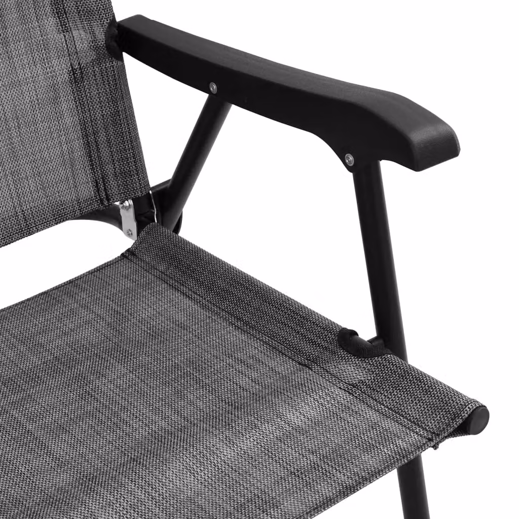 Berkfield Home Set of 2 Folding Garden Chairs in Melange Grey Steel and Textilene – 5