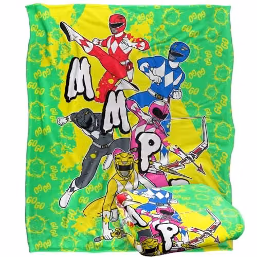 LOGOVISION Power Rangers Super Soft Fleece Throw Blanket, Multicolour, W: 152 cm, D: 127 cm