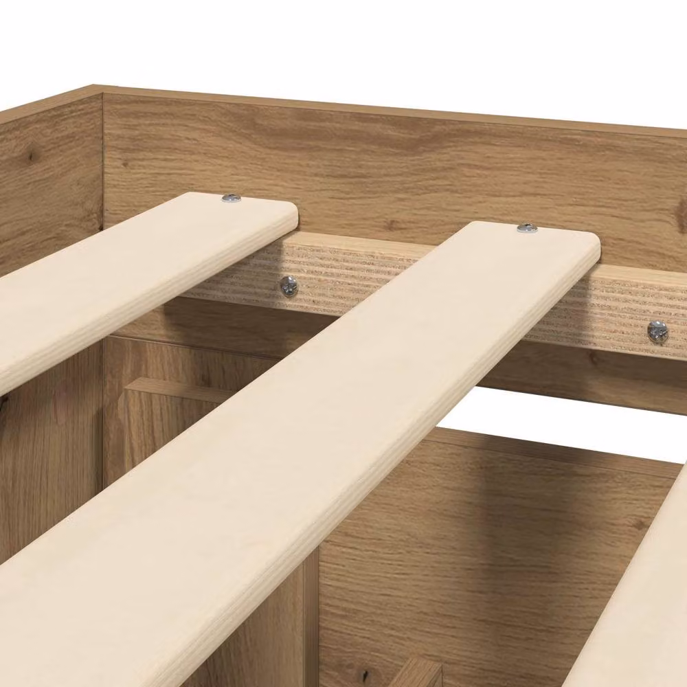 Berkfield Home Artisan Oak Bed Frame with Headboard in Brown, W/D/H: 80 x 200 cm – 2