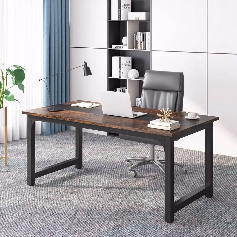 KORVIXA Modern Executive Computer Desk in Brown – 3