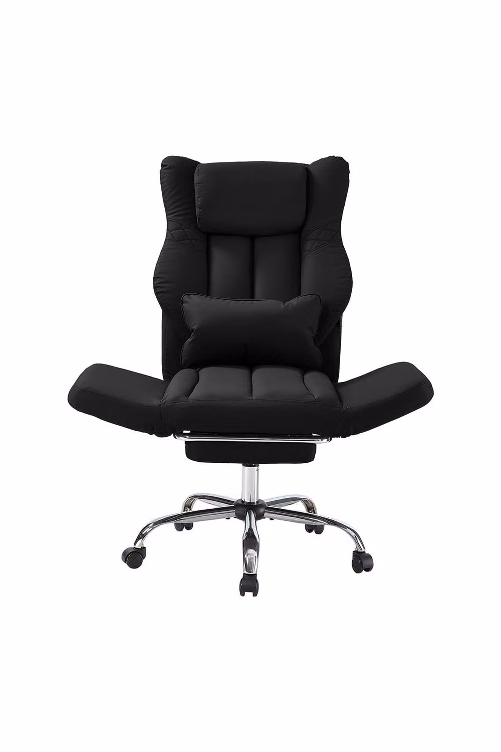 Living and Home Ergonomic Reclining Office Chair with Footrest and Flip-up Armrests in Black Synthetic Leather – 4