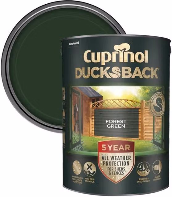 Cuprinol Ducksback Timbercare Water Based Wood Paint in Green