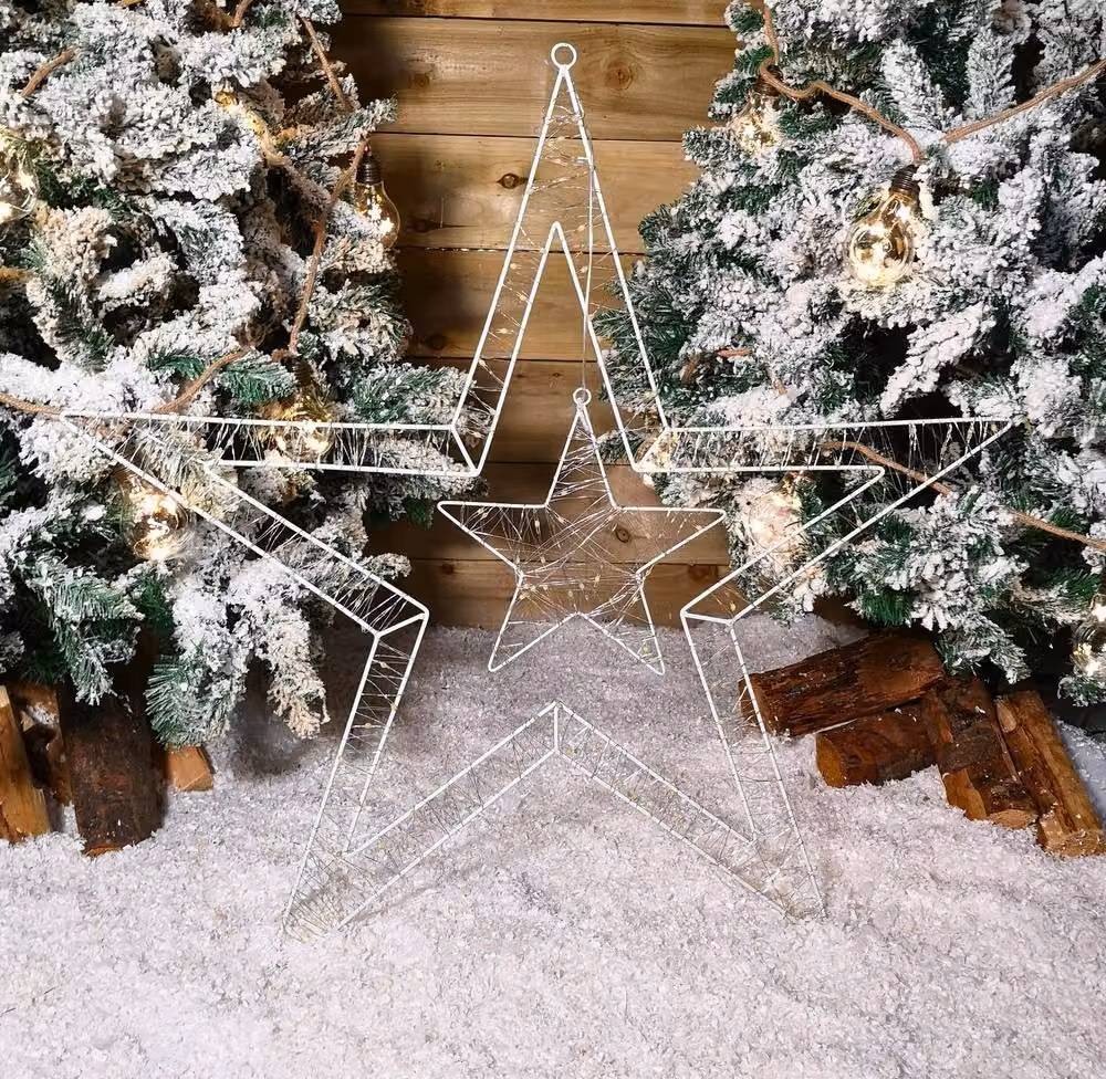 Samuel Alexander Multicolour Double Star Christmas Hanging Decoration with 140 LED, 80 cm – 2