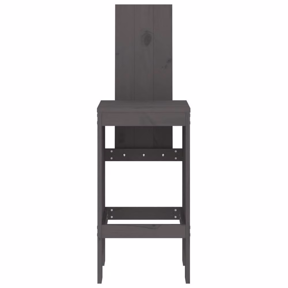 Berkfield Home Beautiful Bar Stools, 2 Pack, Grey Solid Pine Wood, W/D/H: 40 x 42 x 120 cm – 4