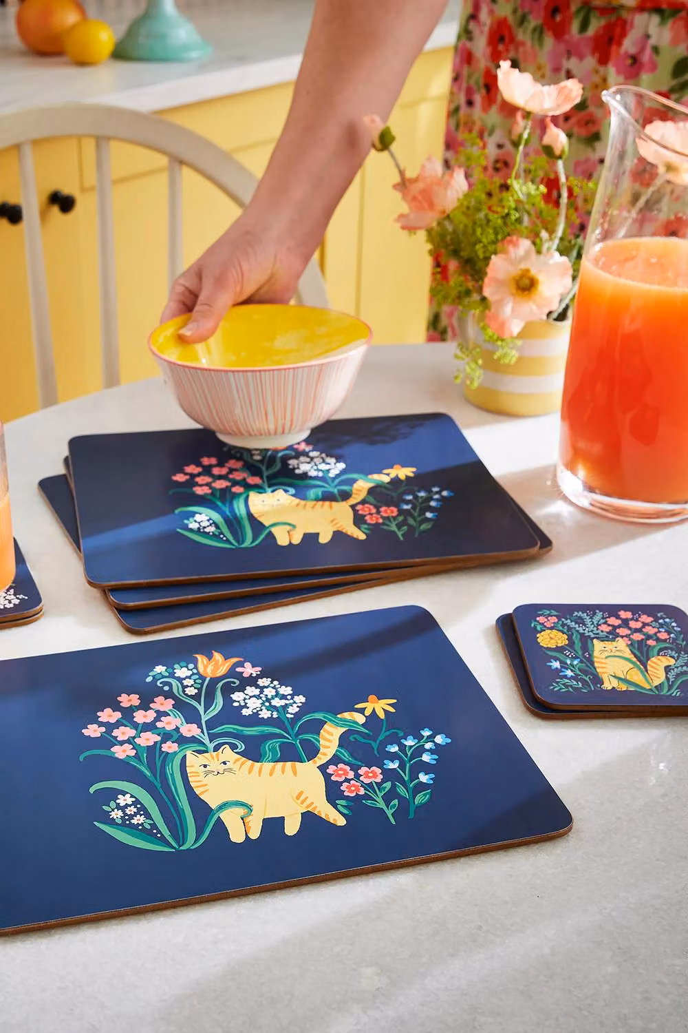 Ulster Weavers Marmalade Meadow Floral Coasters, Pack of 4, Blue, W/D: 10.5 x 10.5 cm – 3
