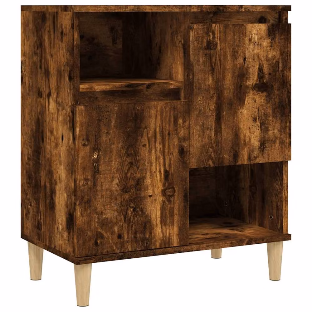 Berkfield Home Set of 2 Smoked Oak Sideboards in Brown, Engineered Wood, W/D/H: 60 x 35 x 70 cm – 4