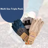 Marco Paul Men's Leather Gardening Gloves, 3 Pack, Multicolour, Medium – 6