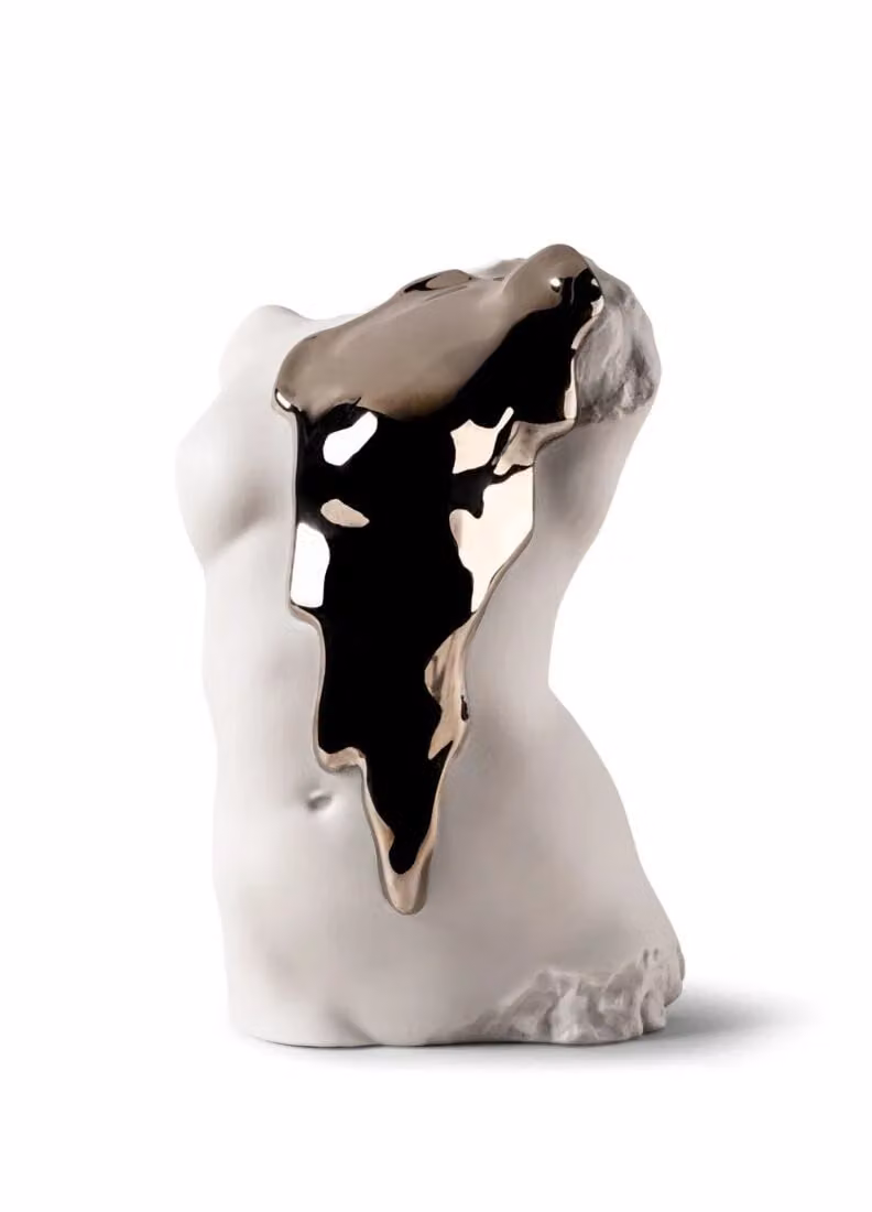 Lladró Eternal Fluidity Female Porcelain Sculpture in Silver and White