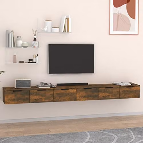 vidaXL Set of 2 Wall-Mounted Cabinets in Smoked Oak, W/D/H: 102 x 30 x 20 cm – 2