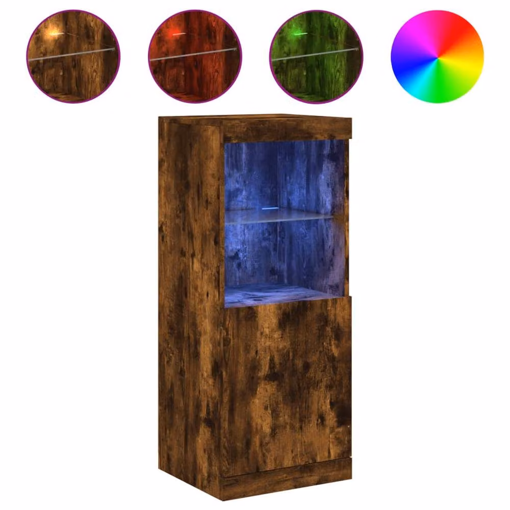 Berkfield Home Smoked Oak Sideboard with Integrated LED Lights in Brown, W/D/H: 41 x 37 x 100 cm – 3
