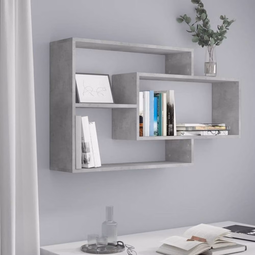 Berkfield Home Wall Mounted Shelf in Concrete Grey, W/D/H: 104 x 20 x 58.5 cm – 2