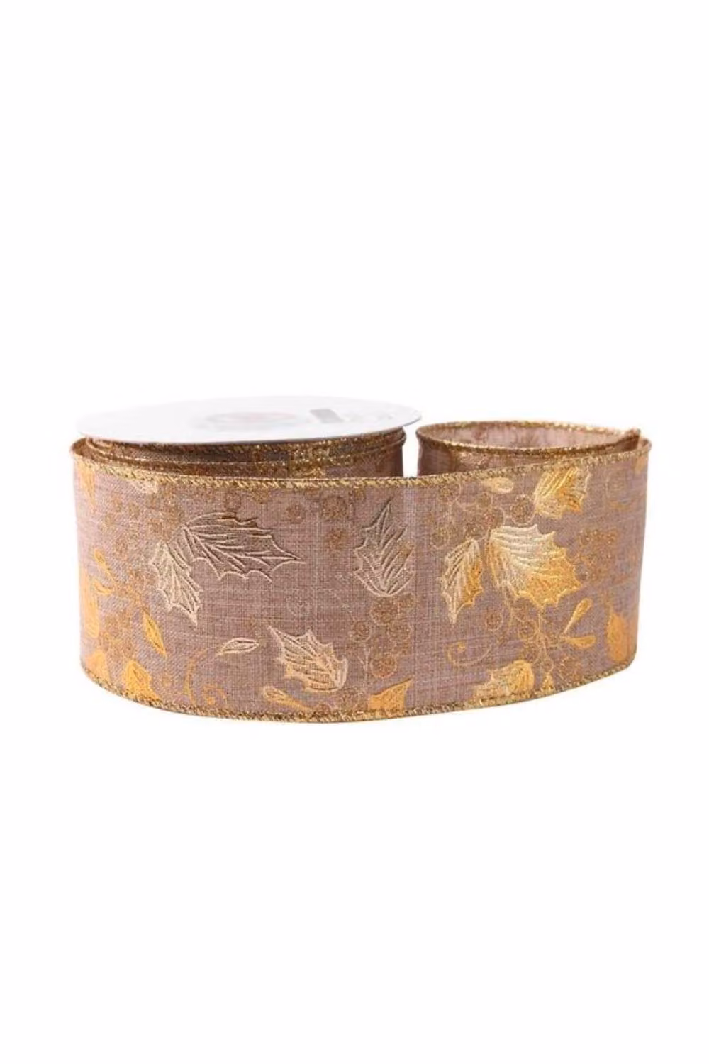 KDMD Natural Gold with Holly Ribbon, Width: 6.3 cm, Length: 9.14 m – 2