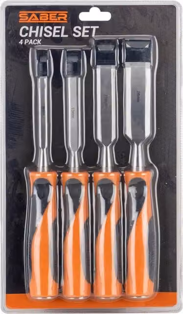Saber 4 Piece Steel Chisel Tool Set in Orange