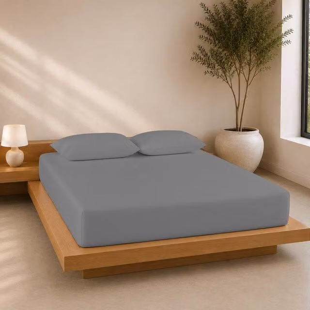 Lazzaro Home Feel the Difference Exclusive Microfibre Fitted Sheet in Grey, Single, W/D/H: 90 x 190 x 40 cm