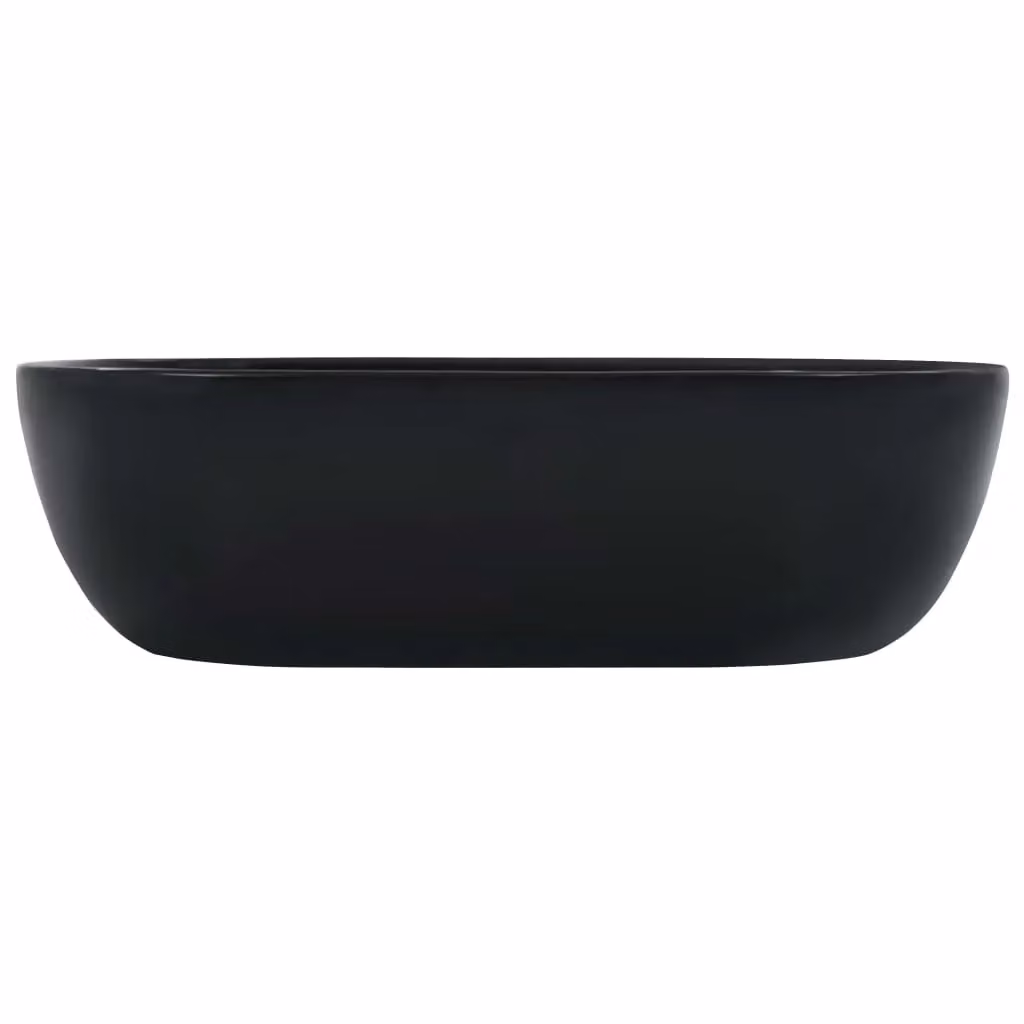 Berkfield Rectangular Ceramic Countertop Wash Basin, Black, W: 45.5 cm, D: 32 cm, H: 13 cm – 3