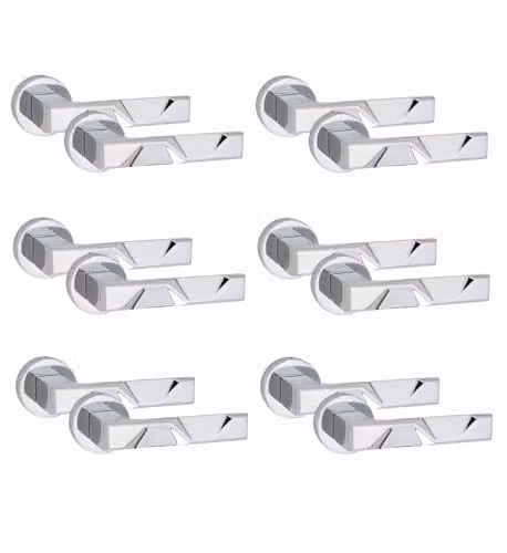 Golden Grace Nova Door Handles on Round Rose in Polished Chrome, 6 Pairs