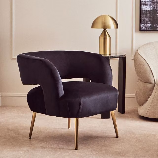Orsina Larissa Upholstered Metal Chair in Gold and Black – 1