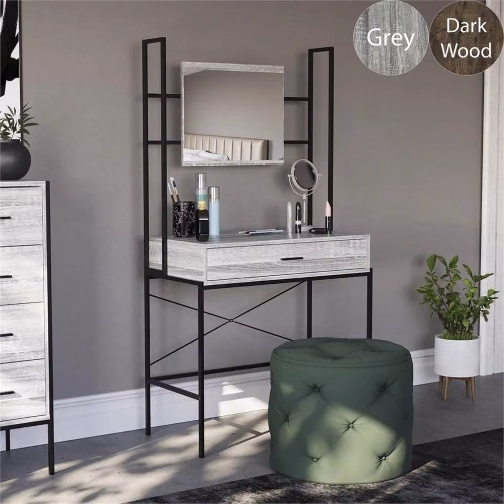 SPETLEK Grey Industrial Wooden Dressing Table Vanity W/D/H: 100 x 60 x 150 cm – 4