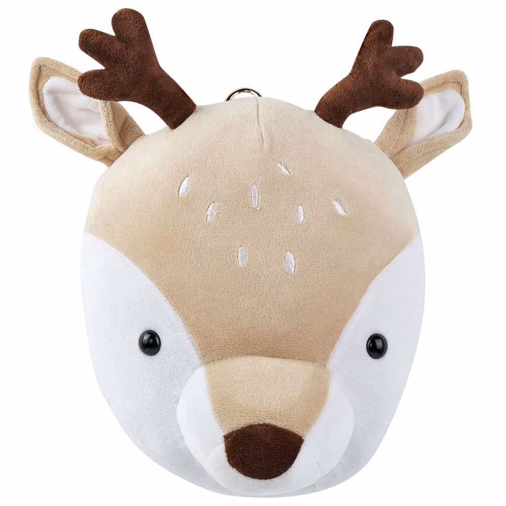 Wyld and Coco Beige Plush Deer Head Wall Decor for Kids Rooms, W: 21 cm, H: 30 cm – 2