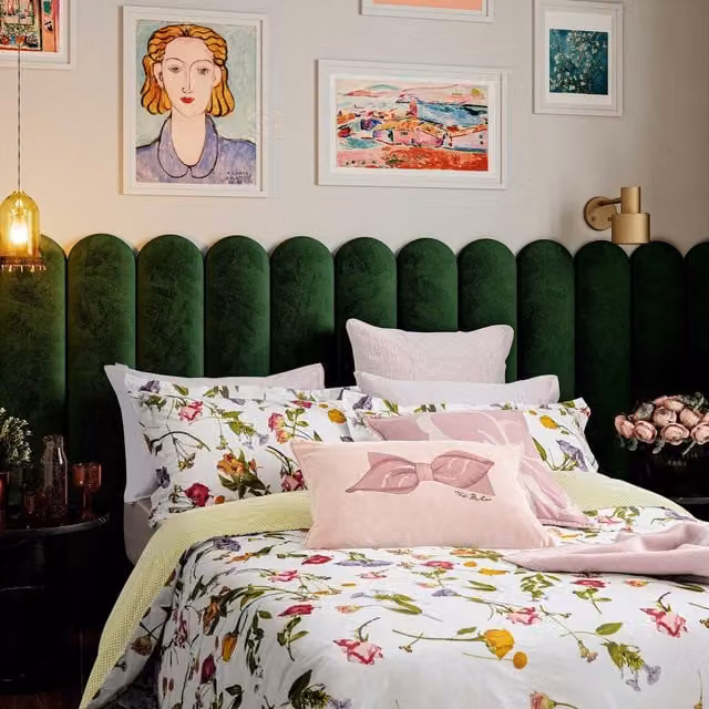 Ted Baker Scattered Bouquet Reversible Floral Cotton Percale Double Duvet Cover and Pillowcase Set, Multicolour, W/D/H: 200 x 220 cm