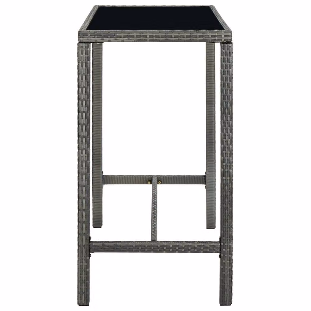 Berkfield Home Grey Poly Rattan and Glass Garden Bar Table, W/D/H: 130 x 60 x 110 cm – 3