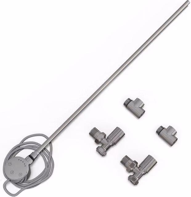 UK Radiators Talus Dual Fuel Towel Rail Kit with Touch Thermostat in Polished Chrome, Width: 63 cm