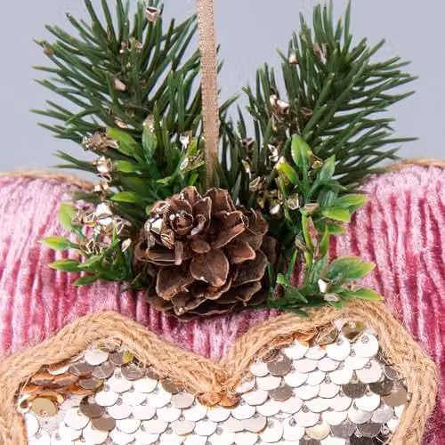 Shatchi Pink and Gold Heart Christmas Hanging Bauble Pendant, 16.5 cm – 2