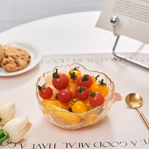 Eden & Willow Gold Rim Hammered Glass Serving Bowls, Small, 4 Pieces, Transparent – 6