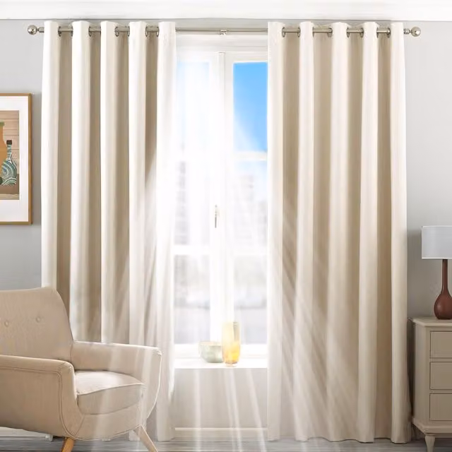 Essentials Twilight Thermal Blackout Eyelet Curtains in Ivory, Width: 117 cm, Drop: 137 cm
