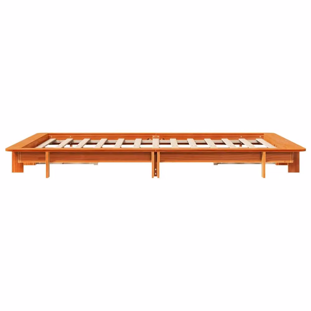Berkfield Home Modern Small Double Bed Frame in Waxed Brown Solid Pine, W/D/H: 222 x 120 x 142 cm – 3